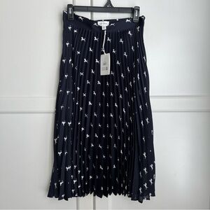 Free Assembly Navy Midi A-Line Skirt with White Horse Pattern NWT Size XS